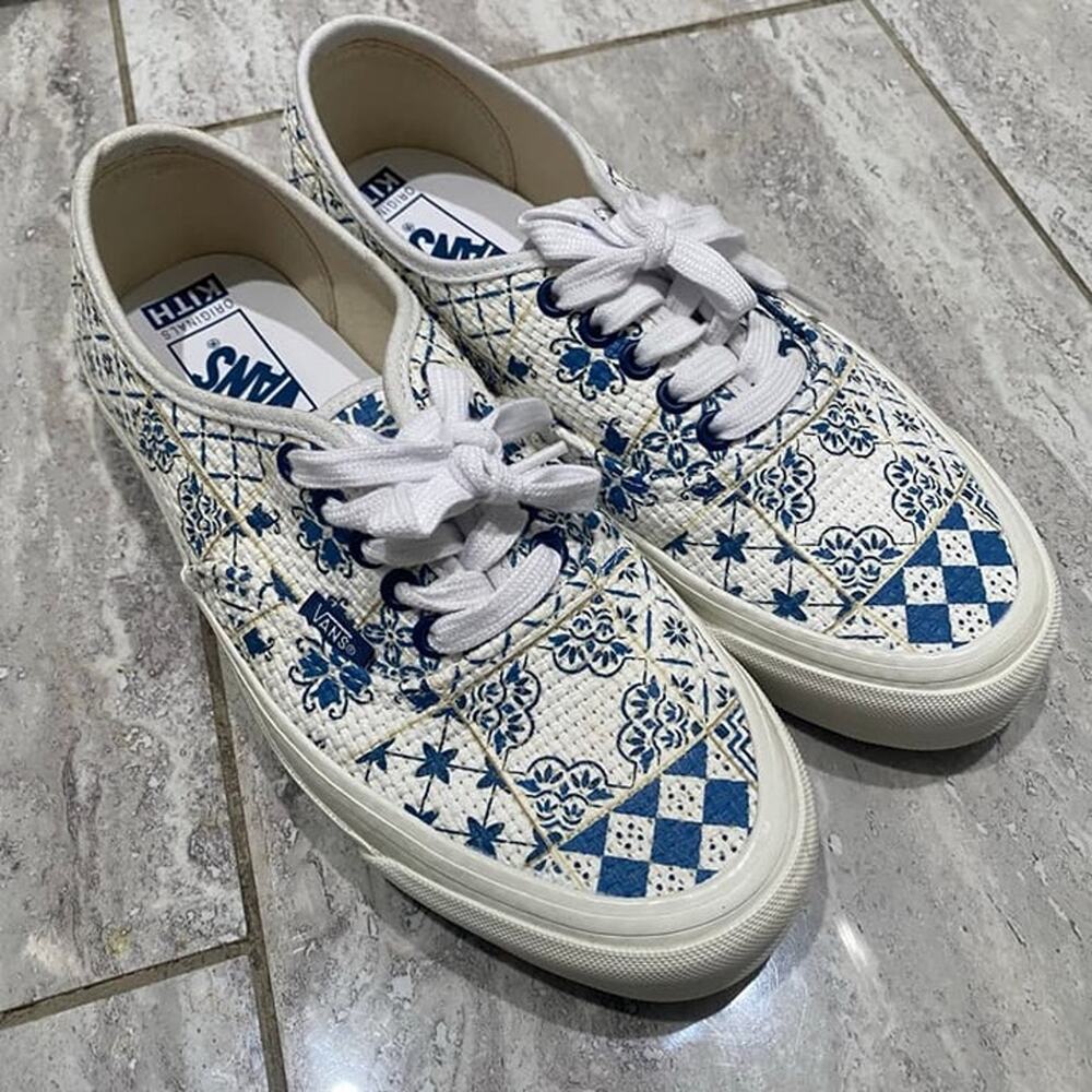 Kith x Vans OG Authentic LX 'Azulejo Tile' Low Top Sneaker Shoes Mens Size 7.5